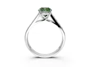 Solitaire Engagement Ring Setting for Fancy Green Cushion Cut Center with Round Cut Channel Band and Prong Head in Sterling Silver