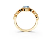 Vintage Station Engagement Ring Setting for Fancy Blue Pear-Shaped Center with Accents and Prong Head in Yellow Gold