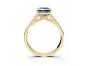 Solitaire Engagement Ring Setting for Fancy Blue Princess Cut Center with Cathedral Channel Band and Prong Head in Yellow Gold