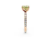 Solitaire Engagement Ring Setting for Fancy Yellow Princess Cut Center with Micro Pave Band and Prong Head in Rose Gold