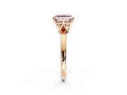 Solitaire Engagement Ring Setting for Fancy Pink Asscher Cut Center with Plain Band and Tulip Prong Head in Rose Gold