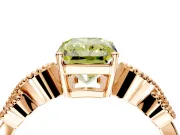 Leaf Engagement Ring Setting for Fancy Yellow Radiant Cut Center with Milgrain Accent Band and Prong Head in Rose Gold