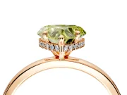 Hidden Halo Engagement Ring Setting for Fancy Yellow Heart-Shaped Center with Plain Band and Tall Prong Head in Rose Gold