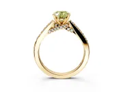 Solitaire Engagement Ring Setting for Fancy Yellow Oval Center with Crossover Accents and Prong Head in Yellow Gold