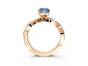 Solitaire Engagement Ring Setting for Fancy Blue Cushion Cut Center with Bar-Station Pave Twist and Prong Head in Rose Gold