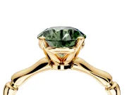Solitaire Engagement Ring Setting for Fancy Green Round Cut Center with Bamboo Band and Prong Head in Yellow Gold