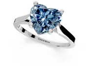 Solitaire Engagement Ring Setting for Fancy Blue Heart-Shaped Center with Tapered Shoulders and Prong Head in Platinum