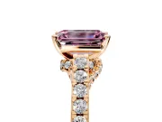 Solitaire Engagement Ring Setting for Fancy Pink Emerald Cut Center with Crossover Accents and Prong Head in Rose Gold