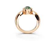 Halo Engagement Ring Setting for Fancy Green Marquise Center with Tapered Plain Band and Prong Head in Rose Gold