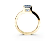 Solitaire Engagement Ring Setting for Fancy Blue Princess Cut Center with Plain Band and Flat Tab Prong Head in Yellow Gold