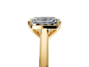Solitaire Engagement Ring Setting for Emerald Cut Center with Flat-Sided Plain Band and Prong Head in Yellow Gold