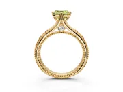 Solitaire Engagement Ring Setting for Fancy Yellow Asscher Cut Center with Milgrain Cathedral Band and Prong Head in Yellow Gold