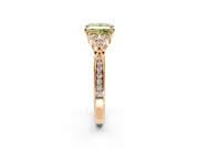Cluster Engagement Ring Setting for Fancy Yellow Princess Cut Center with Bezel Accent Clusters and Prong Head in Rose Gold