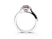 Floral Engagement Ring Setting for Fancy Pink Radiant Cut Center with Pave Band and Floral Prong Head in Sterling Silver