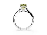 Solitaire Engagement Ring Setting for Fancy Yellow Princess Cut Center with Narrow Cathedral Band and Prong Head in White Gold
