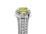 Solitaire Engagement Ring Setting for Fancy Yellow Cushion Cut Center with Accented Split Shank and Prong Head in Sterling Silver