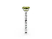 Solitaire Engagement Ring Setting for Fancy Yellow Emerald Cut Center with Large Accent Band and Prong Head in Platinum