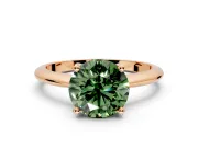 Solitaire Engagement Ring Setting for Fancy Green Round Cut Center with Knife Ridge Band and Claw Prong Head in Rose Gold