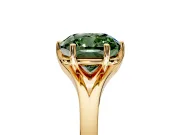 Solitaire Engagement Ring Setting for Fancy Green Cushion Cut Center with Plain Split Shank and Prong Head in Yellow Gold