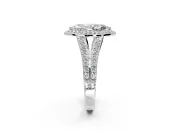 Halo Engagement Ring Setting for Marquise Center with Narrow Pave Split Shank and Prong Head in Platinum