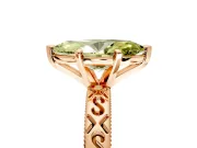 Solitaire Engagement Ring Setting for Fancy Yellow Marquise Center with Scrollwork Band and Prong Head in Rose Gold
