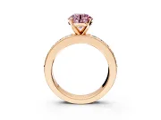 Solitaire Engagement Ring Setting for Fancy Pink Round Cut Center with Channel-Set Accents and Prong Head in Rose Gold