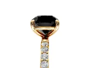 Solitaire Engagement Ring Setting for Fancy Black Cushion Cut Center with Pave Accents and Prong Head in Yellow Gold