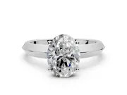 Solitaire Engagement Ring Setting for Oval Center with Wide Knife Ridge Band and Prong Head in Sterling Silver
