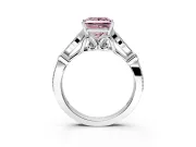 Solitaire Engagement Ring Setting for Fancy Pink Princess Cut Center with Marquise and Bezel Accents and Prong Head in Platinum