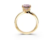 Solitaire Engagement Ring Setting for Fancy Pink Princess Cut Center with Raised Channel Band and Prong Head in Yellow Gold