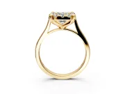 Single Halo Engagement Ring Setting for Emerald Cut Center with Corner Claws, Plain Band and Prong Head in Yellow Gold