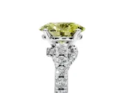 Solitaire Engagement Ring Setting for Fancy Yellow Oval Center with Crossover Accents and Prong Head in Platinum