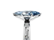 Solitaire Engagement Ring Setting for Fancy Blue Marquise Center with Channel Baguette Band and Prong Head in Platinum