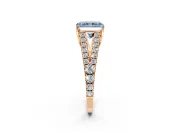 Solitaire Engagement Ring Setting for Fancy Blue Radiant Cut Center with Pave Split Shank and Prong Head in Rose Gold