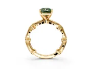 Solitaire Engagement Ring Setting for Fancy Green Radiant Cut Center with Marquise Panel Band and Prong Head in Yellow Gold
