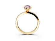 Solitaire Engagement Ring Setting for Fancy Pink Marquise Center with Fine Pave Band and Claw Prong Head in Yellow Gold