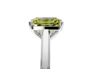 Solitaire Engagement Ring Setting for Fancy Yellow Emerald Cut Center with Flat-Sided Plain Band and Prong Head in Sterling Silver