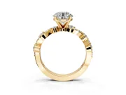 Solitaire Engagement Ring Setting for Round Cut Center with Bar-Station Pave Twist and Prong Head in Yellow Gold