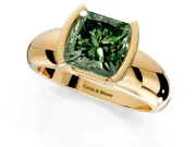 Tension Engagement Ring Setting for Fancy Green Princess Cut Center with Wide Flat Band and Tension Head in Yellow Gold