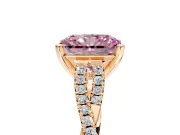 Solitaire Engagement Ring Setting for Fancy Pink Radiant Cut Center with Twisted Pave Split Shank and Prong Head in Rose Gold