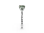 Solitaire Engagement Ring Setting for Fancy Green Princess Cut Center with Large Accent Band and Prong Head in Platinum