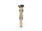 Solitaire Engagement Ring Setting for Fancy Black Heart-Shaped Center with Graduated Shared Prongs and Prong Head in Yellow Gold