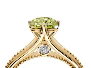 Solitaire Engagement Ring Setting for Fancy Yellow Radiant Cut Center with Milgrain Cathedral Band and Prong Head in Yellow Gold