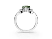 Solitaire Engagement Ring Setting for Fancy Green Heart-Shaped Center with Twisted Band and Scroll Prong Head in Platinum