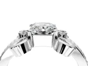 Solitaire Engagement Ring Setting for Radiant Cut Center with Twisted Band and Scroll Prong Head in Platinum
