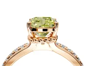 Solitaire Engagement Ring Setting for Fancy Yellow Cushion Cut Center with Raised Channel Band and Prong Head in Rose Gold