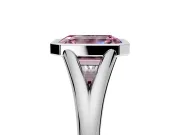Solitaire Engagement Ring Setting for Fancy Pink Emerald Cut Center with V Split Shank and Bezel Head in Platinum
