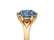 Solitaire Engagement Ring Setting for Fancy Blue Cushion Cut Center with Plain Split Shank and Prong Head in Yellow Gold