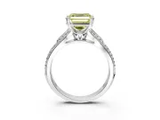 Solitaire Engagement Ring Setting for Fancy Yellow Asscher Cut Center with Pave Rail Split Shank and Prong Head in Sterling Silver