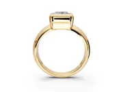 Solitaire Engagement Ring Setting for Princess Cut Center with Wide Band and Bezel Head in Yellow Gold